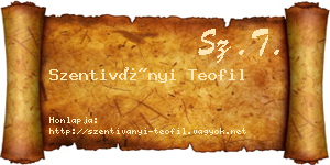 Szentiványi Teofil névjegykártya